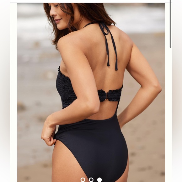 Anthropologie Iris Smocked Halter One-Piece Swimsuit - Picture 3 of 12